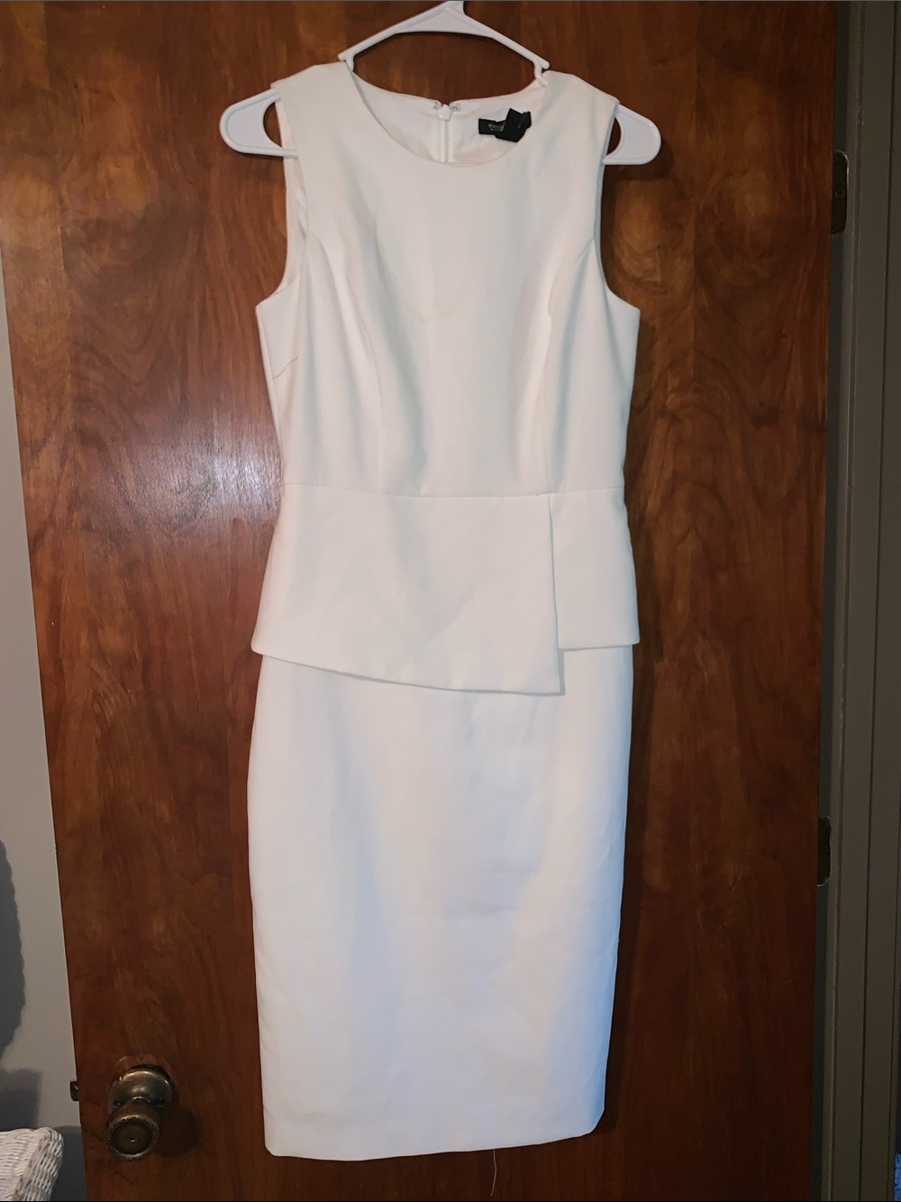 White House Black Market White Sleeveless Peplum Sheath Dress